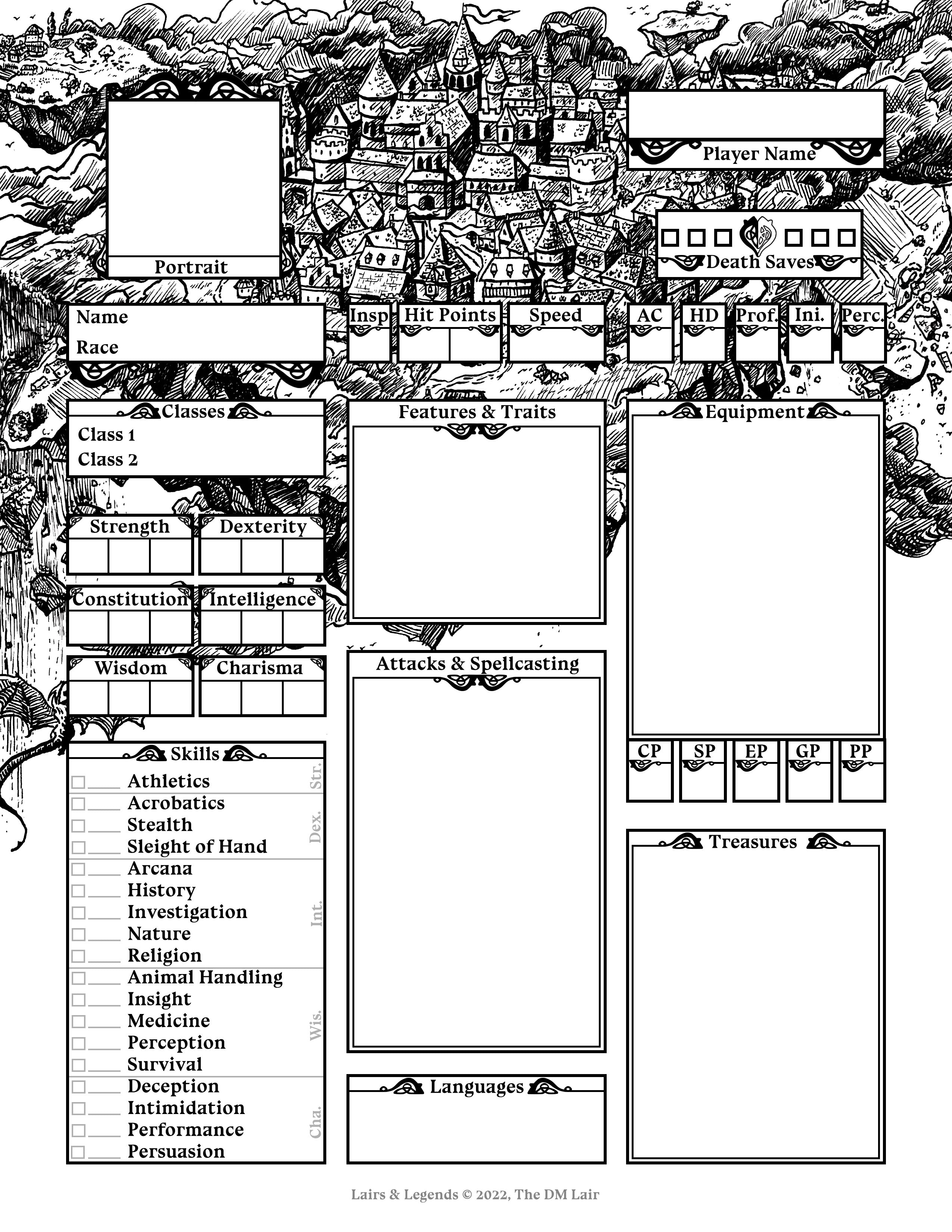 Lairs & Legends Custom Character Sheets and NPC Cards The DM Lair